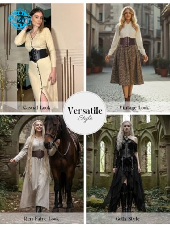 PU Leather Corset Waist Belt, Lace-up Cinch, Elastic Back, 7.5in Wide main image 5